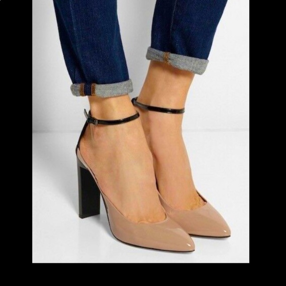 REED KRAKOFF TWO-TONED PATENT LEATHER PUMPS